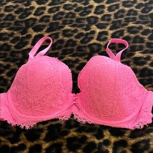 Victoria's Secret Bright Pink Lace Padded Bra